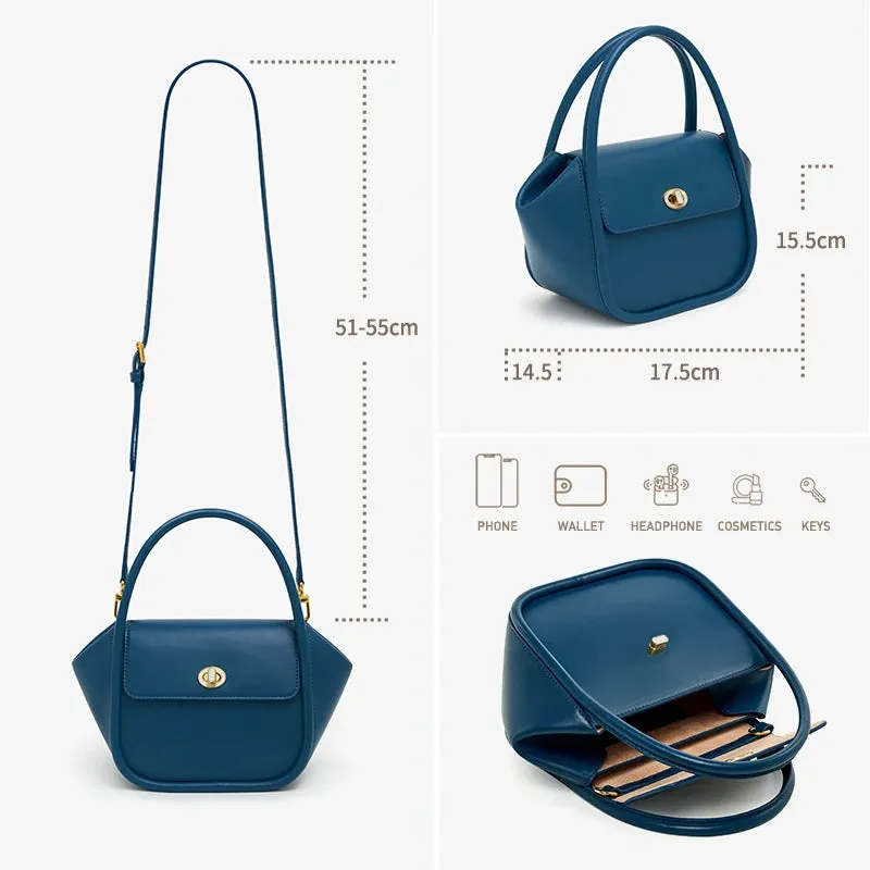 Genuine Leather Flap Pocket Shoulder Strap Handbag