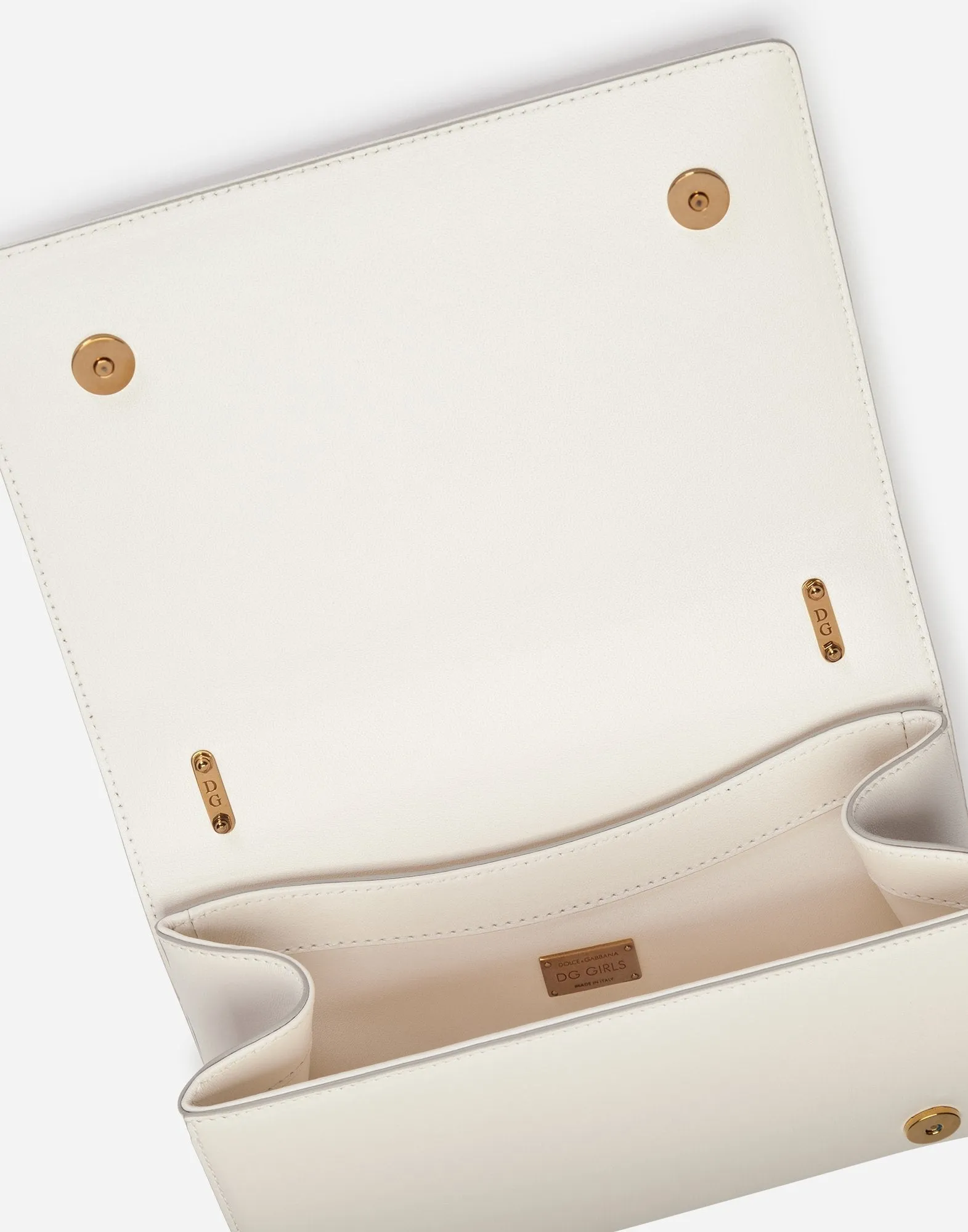 Girls Barocco Leather Shoulder Bag, White