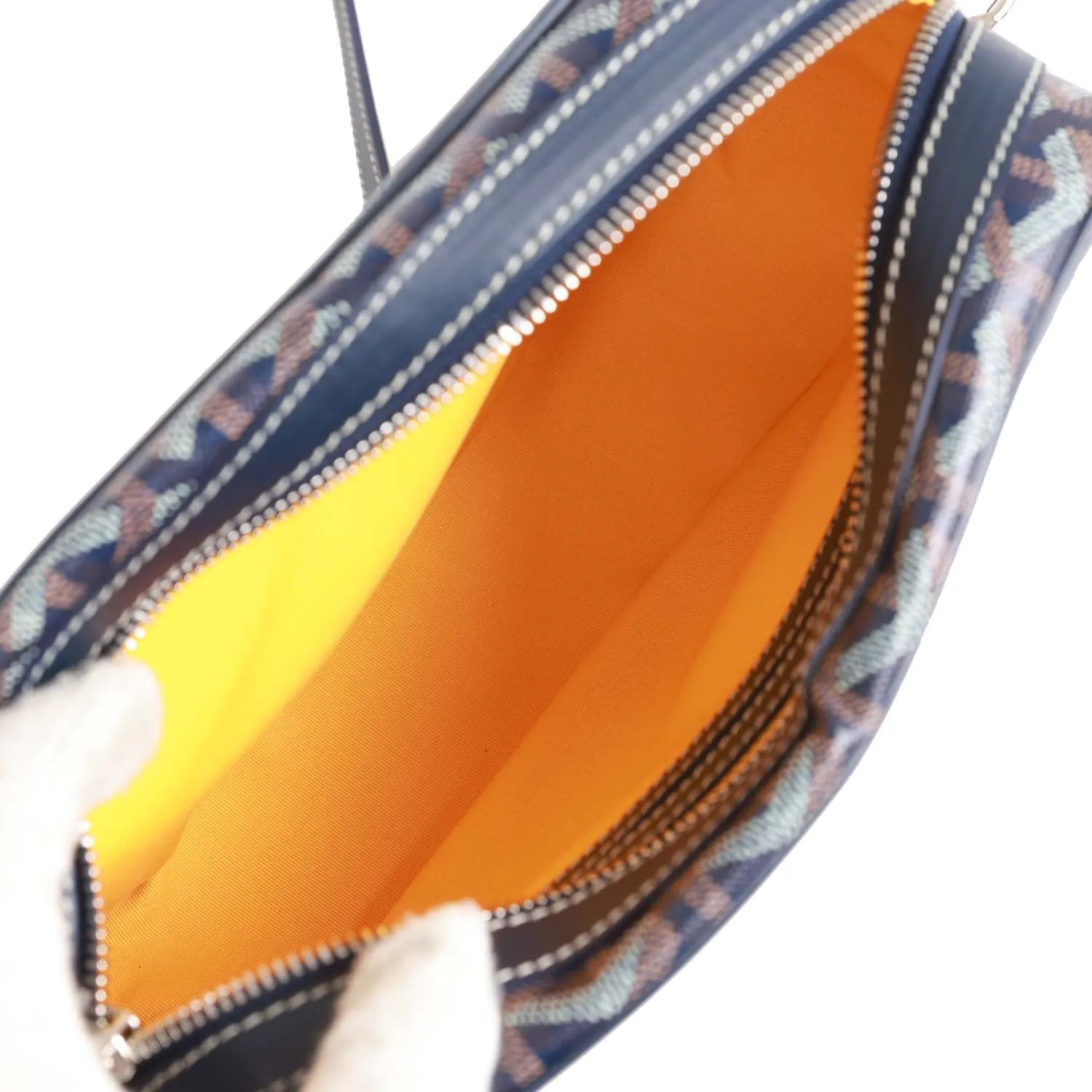 Goyard Goyardine Navy Cap Vert PM Bag Silver Hardware