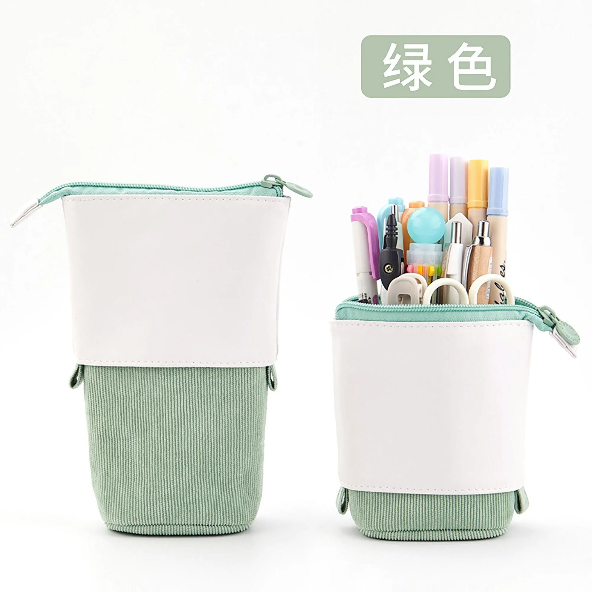 GREEN Retractable Standing Pen Case Pencil Case Retractable Case Storage Case Durable en Case | 185mm X 125mm X 85mm X 65mm