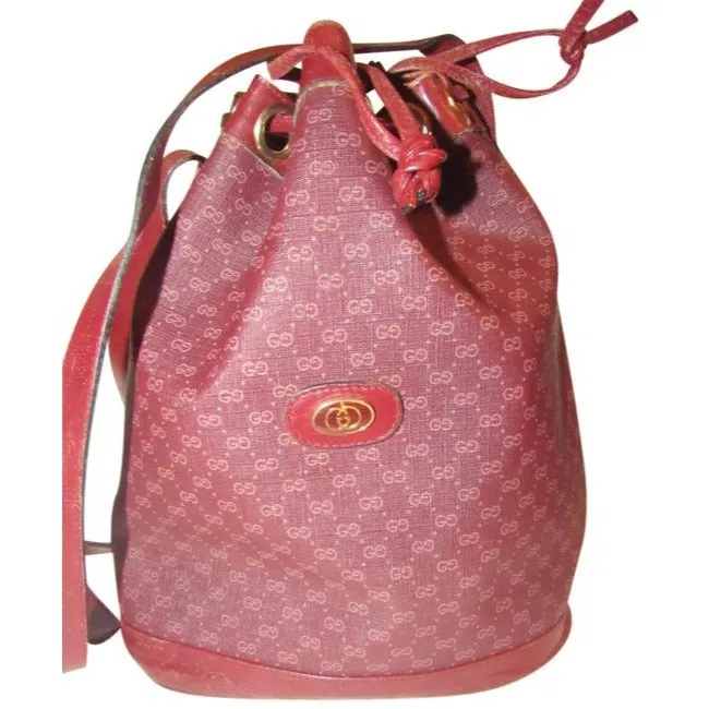 Gucci Vintage Pursesdesigner Purses Light Ox Blood Small G Logo Print On Burgundy Coated Canvas And