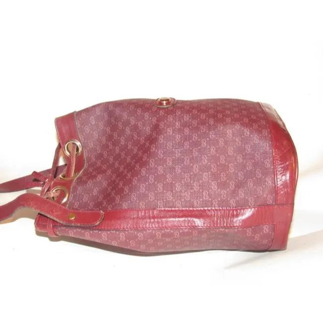 Gucci Vintage Pursesdesigner Purses Light Ox Blood Small G Logo Print On Burgundy Coated Canvas And