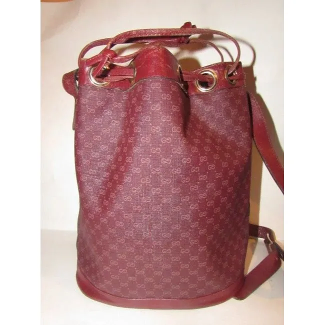 Gucci Vintage Pursesdesigner Purses Light Ox Blood Small G Logo Print On Burgundy Coated Canvas And