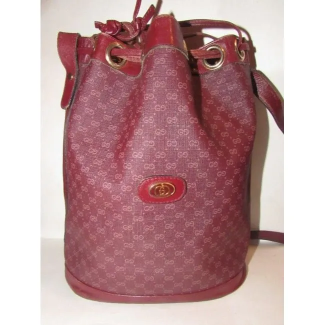 Gucci Vintage Pursesdesigner Purses Light Ox Blood Small G Logo Print On Burgundy Coated Canvas And