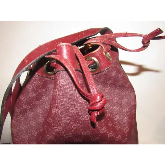 Gucci Vintage Pursesdesigner Purses Light Ox Blood Small G Logo Print On Burgundy Coated Canvas And