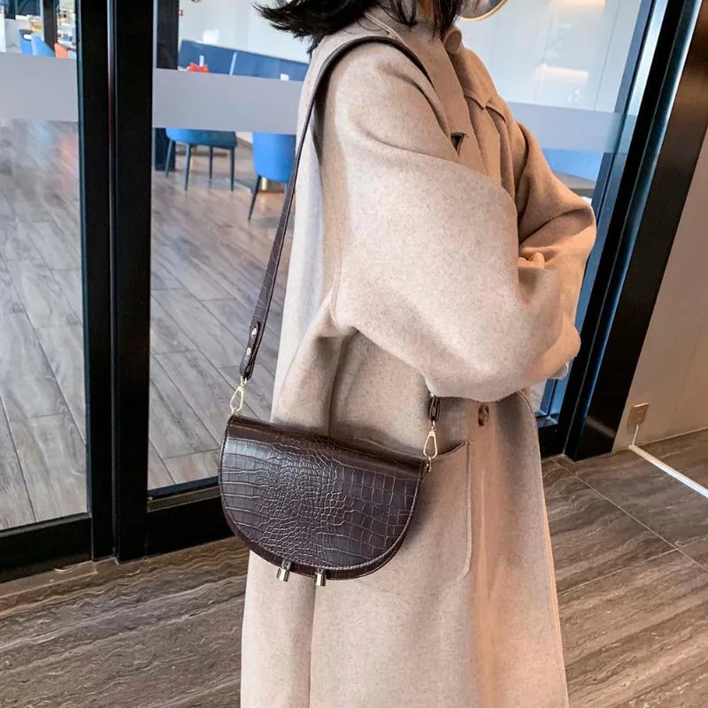 Half Moon Faux Leather Crossbody Bag