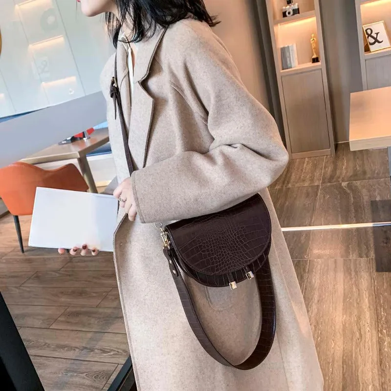 Half Moon Faux Leather Crossbody Bag