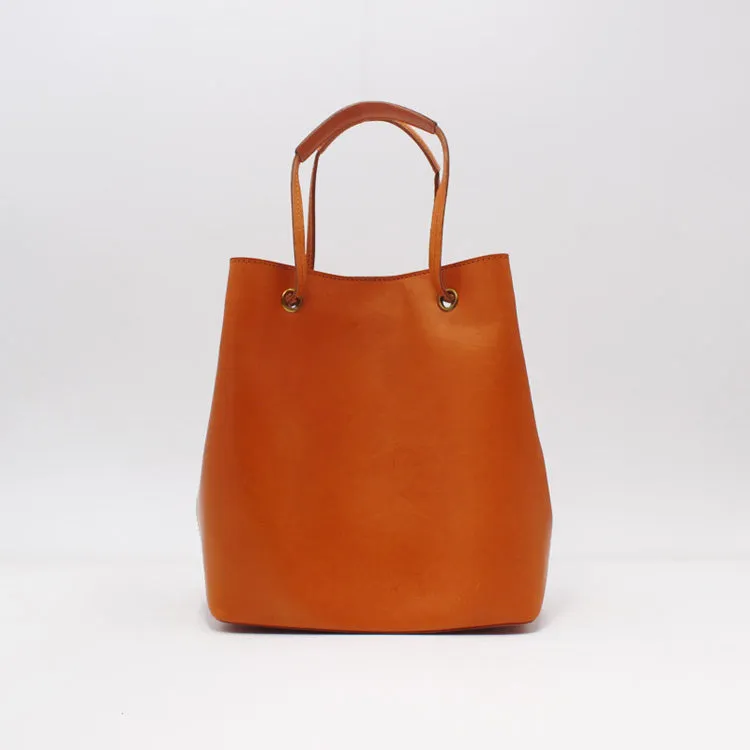 Handmade Vintage Leather Handbag Bucket Bag Purse Women