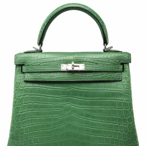 Hermès Kelly 25 Cactus Alligator Mississippi Matte Palladium Hardware PHW