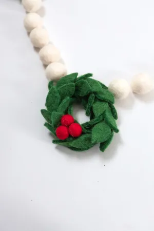 Holly Wreath Christmas Felt Garland