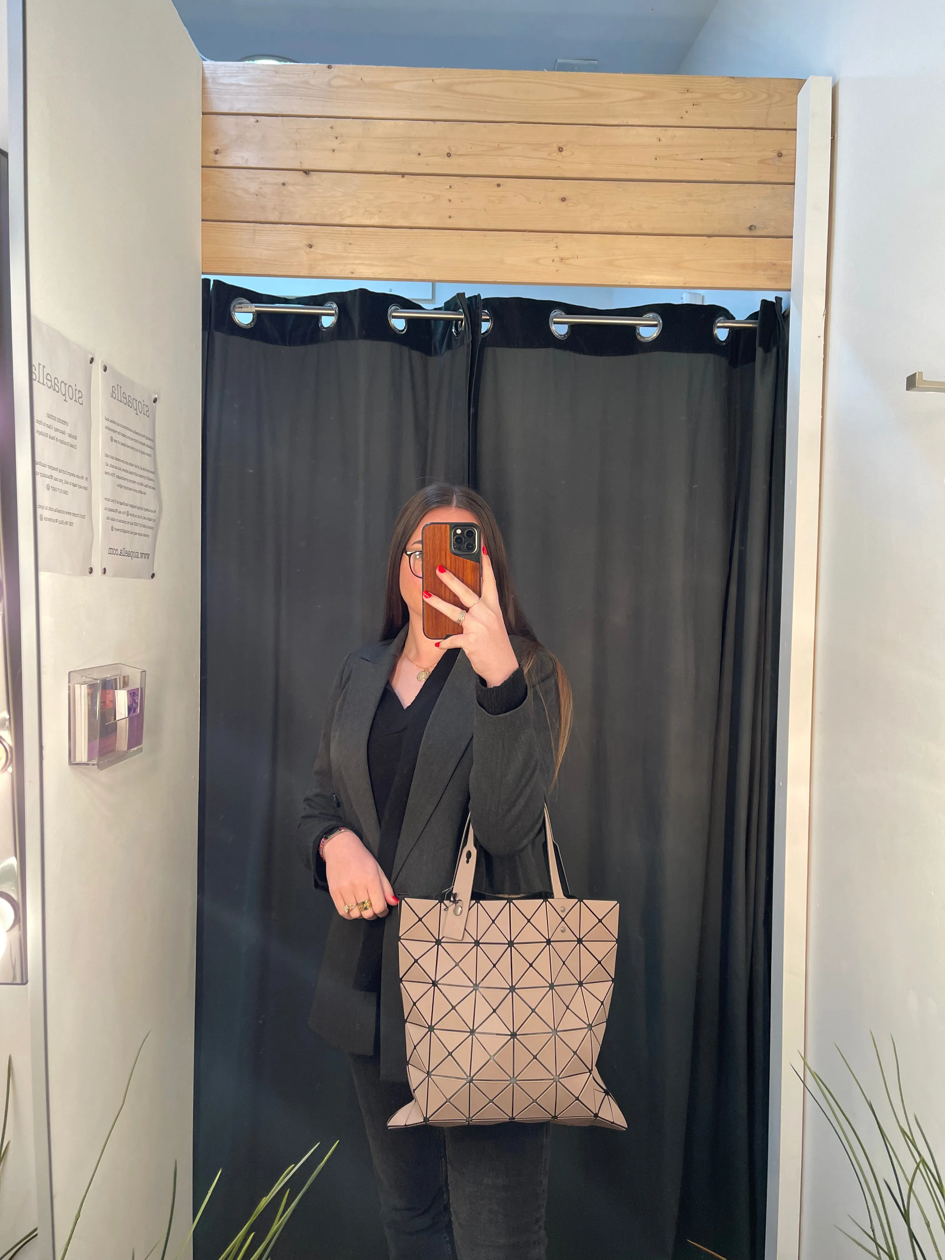 Issey Miyake Taupe Lucent Geometric-Pattern Tote