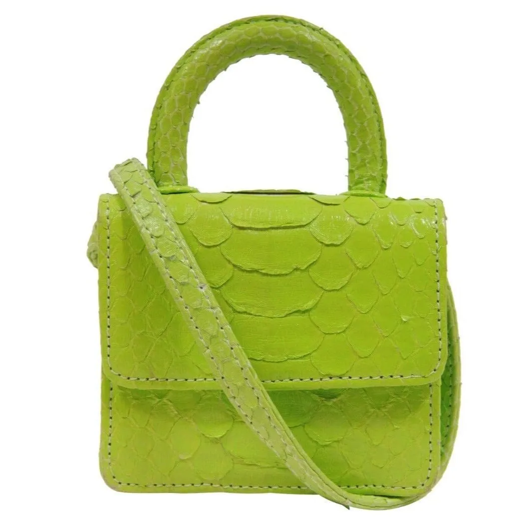 Itsy Bitsy Mini Bag Neon Green Python Leather Crossbody Purse