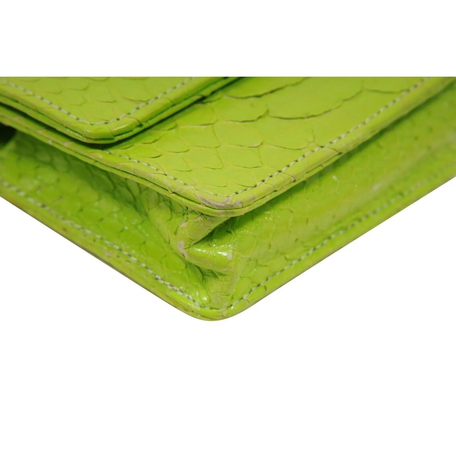 Itsy Bitsy Mini Bag Neon Green Python Leather Crossbody Purse