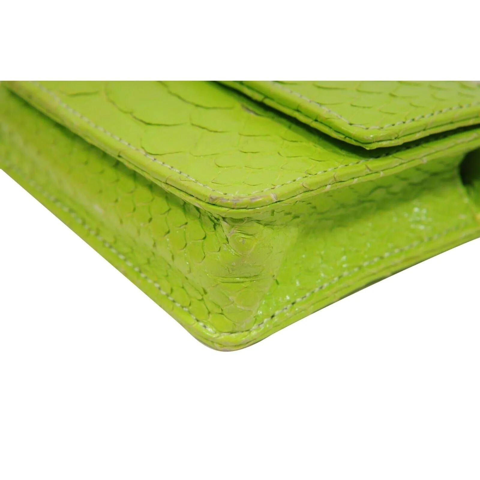 Itsy Bitsy Mini Bag Neon Green Python Leather Crossbody Purse