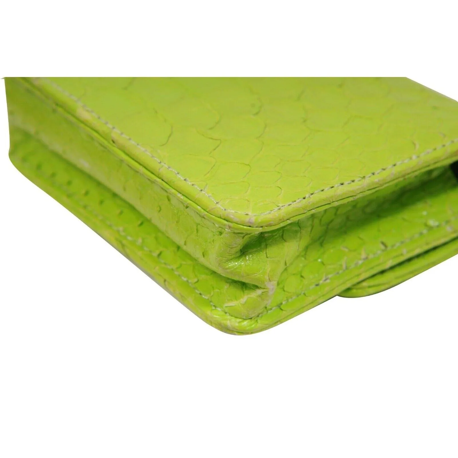 Itsy Bitsy Mini Bag Neon Green Python Leather Crossbody Purse