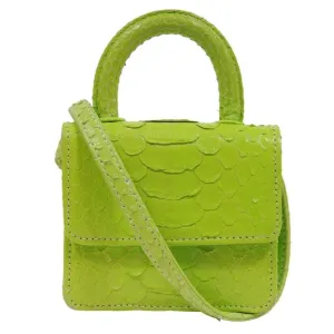 Itsy Bitsy Mini Bag Neon Green Python Leather Crossbody Purse