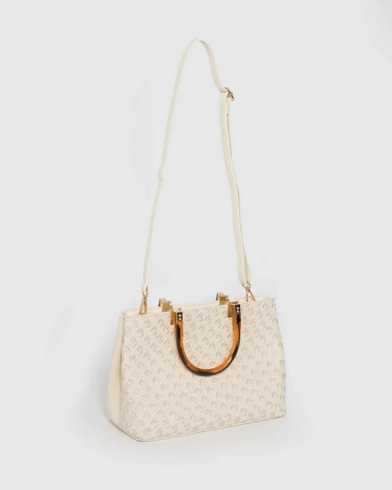 Ivory Florence Acrylic Handle Tote Bag