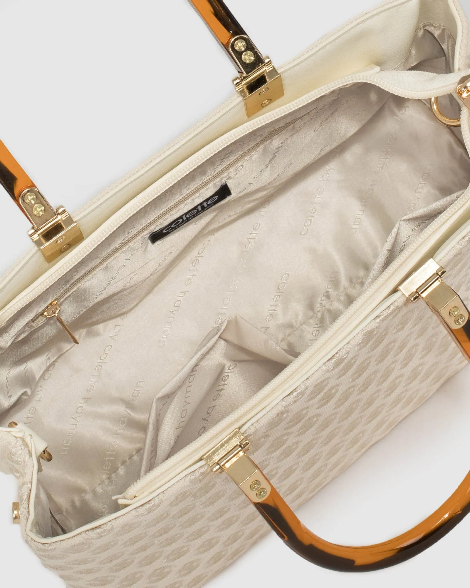 Ivory Florence Acrylic Handle Tote Bag