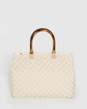 Ivory Florence Acrylic Handle Tote Bag