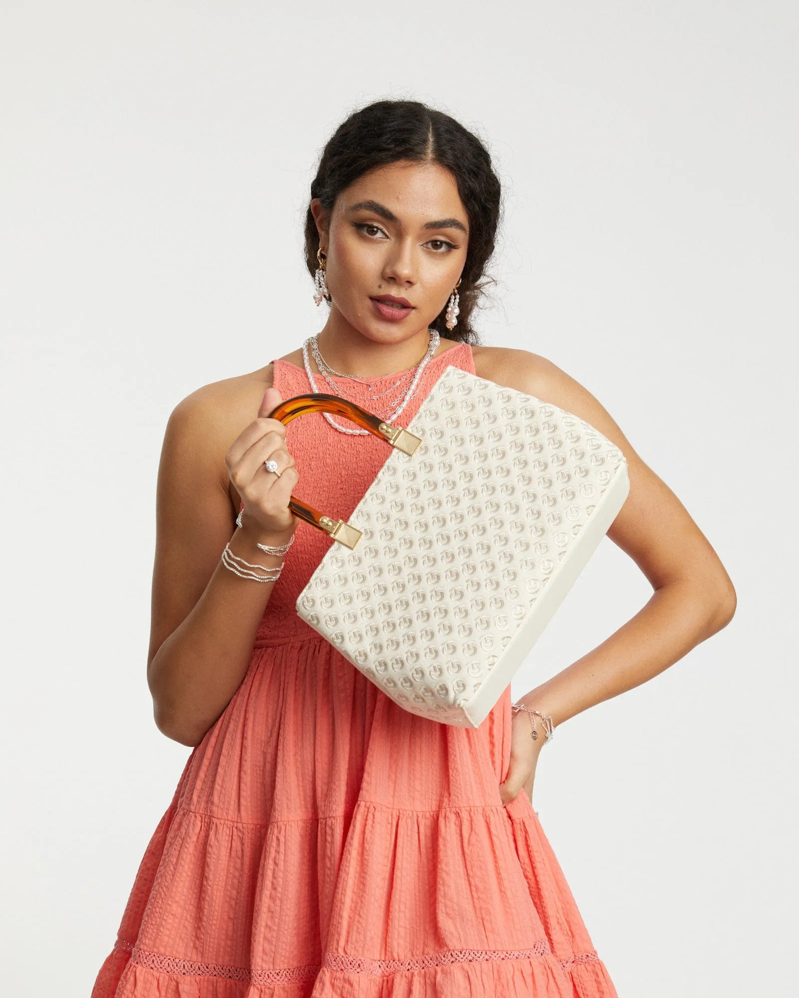 Ivory Florence Acrylic Handle Tote Bag