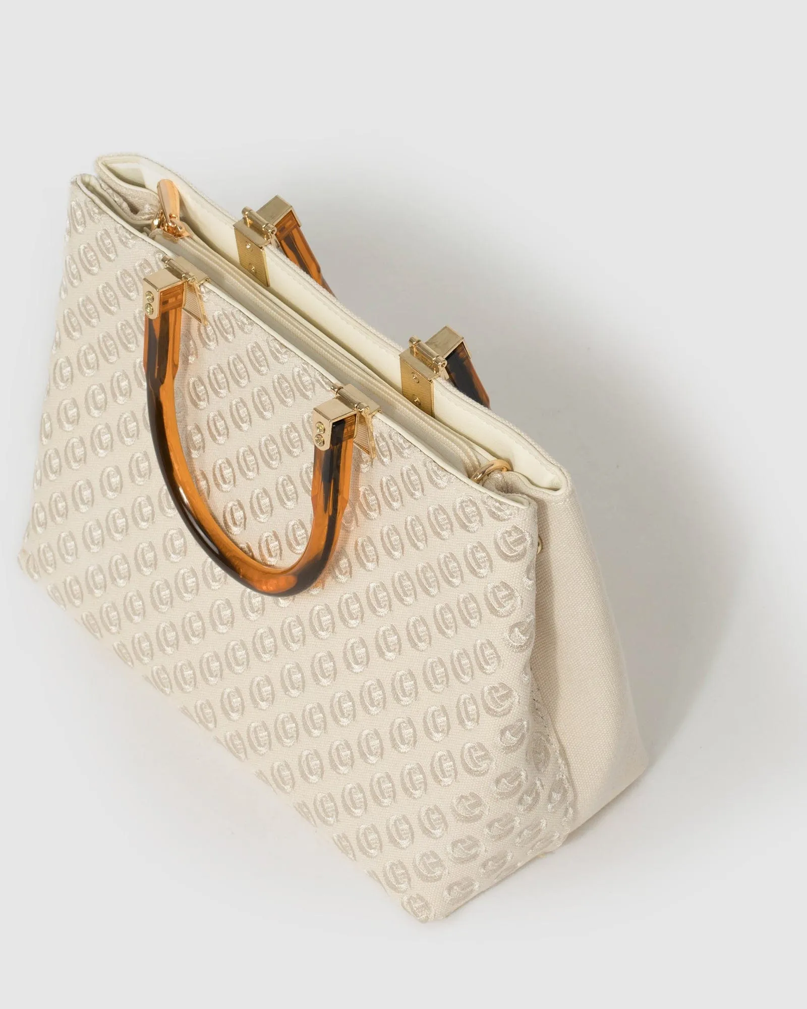 Ivory Florence Acrylic Handle Tote Bag