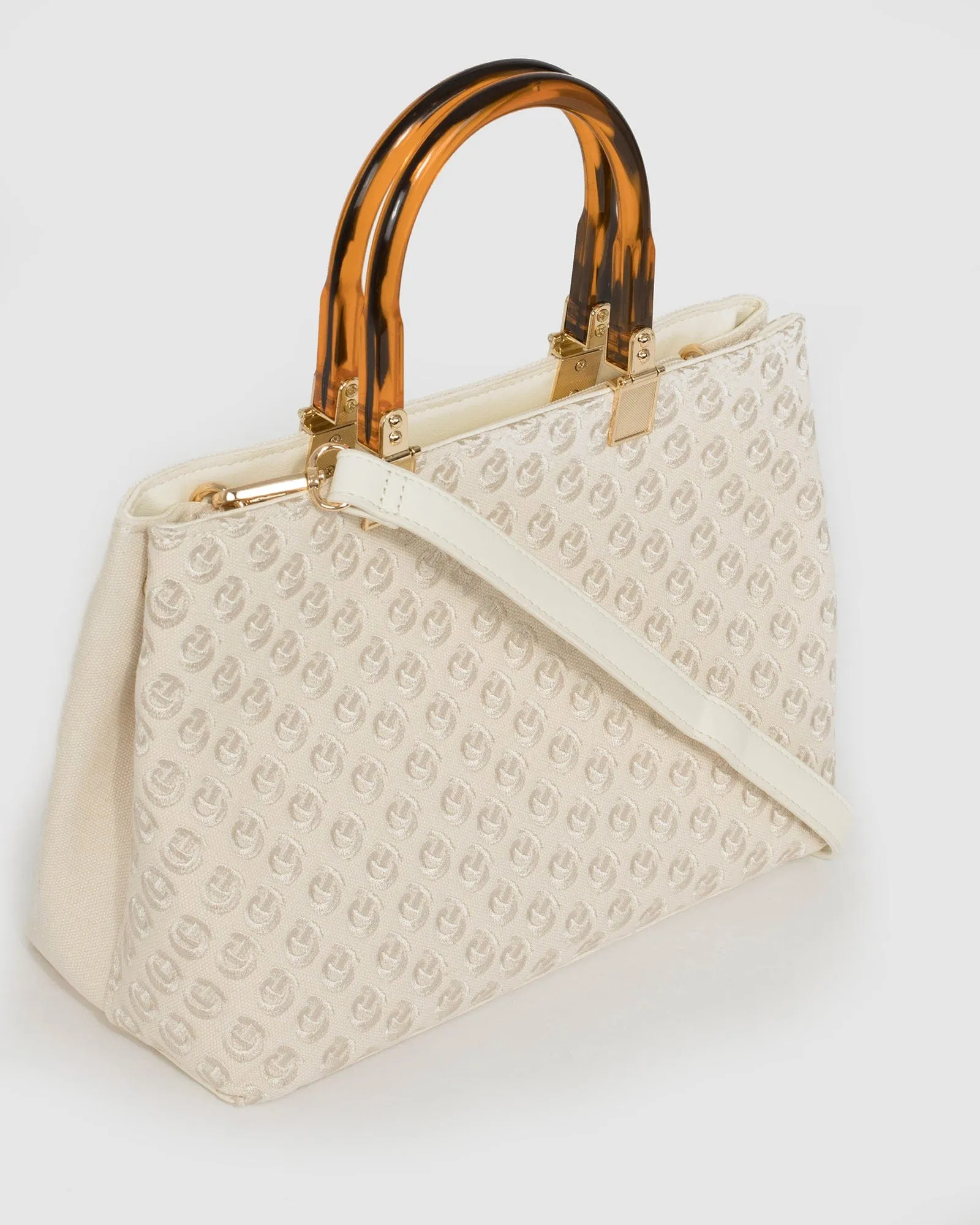 Ivory Florence Acrylic Handle Tote Bag