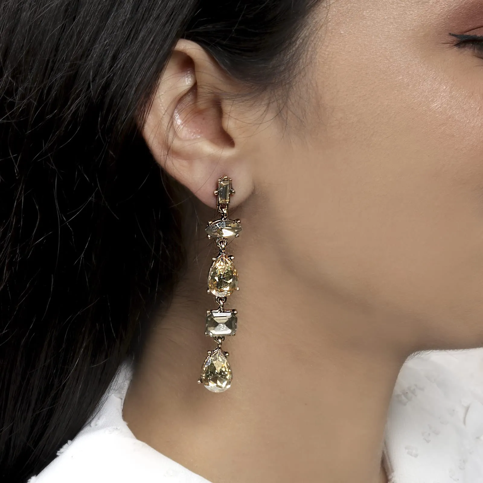 Joker & Witch Lucent Nude Crystal Drop Earrings for Women