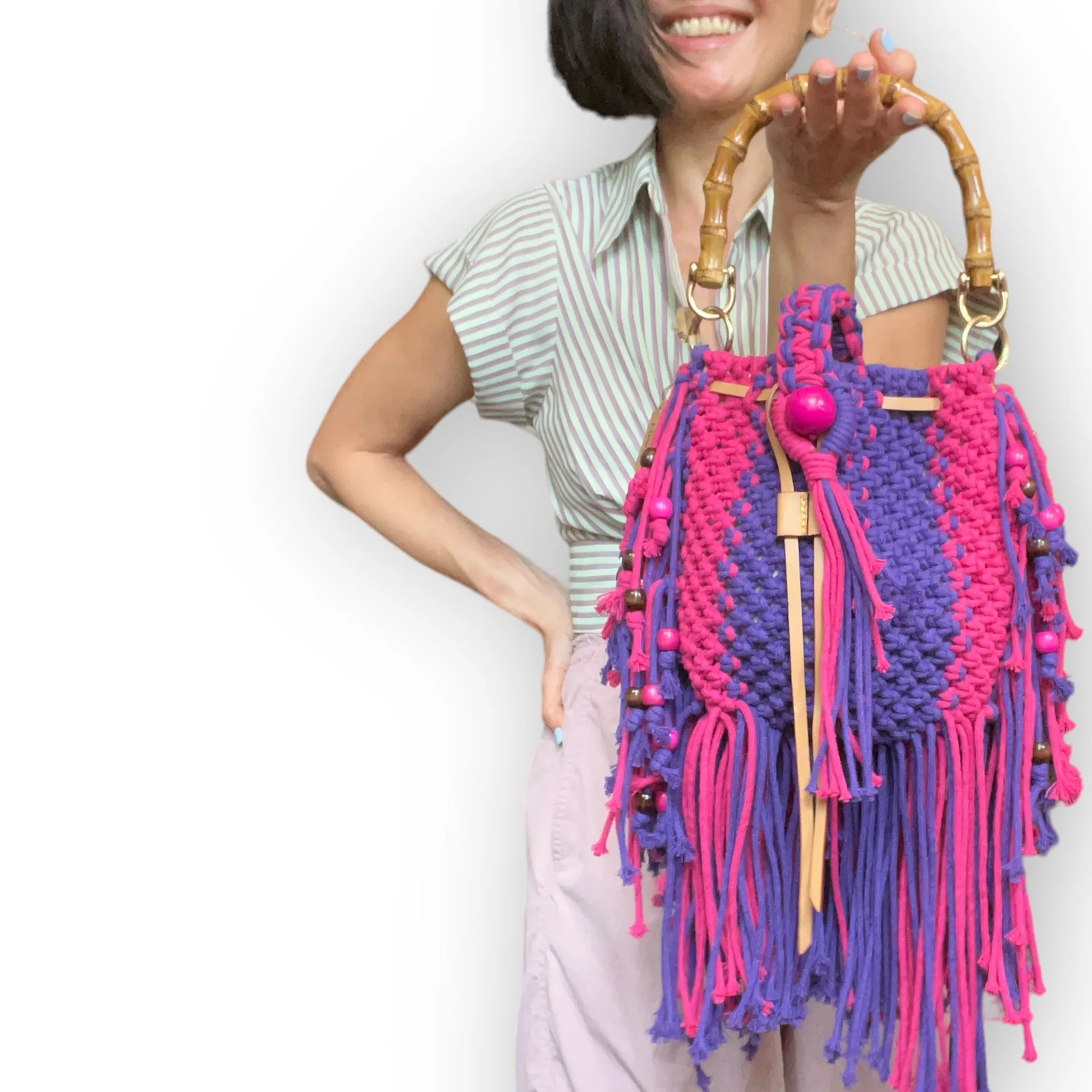 Kiera - Handwoven macrame bucket bag