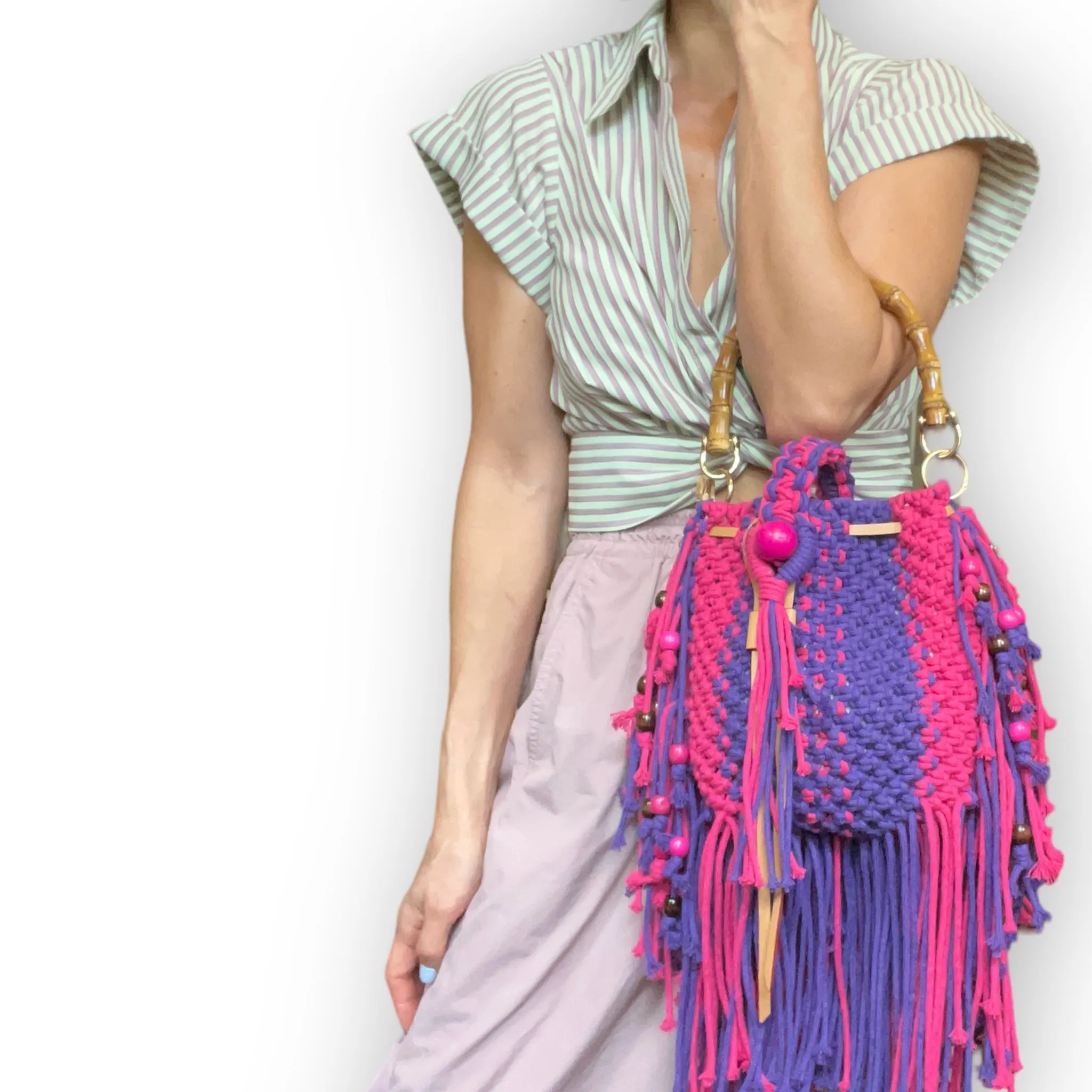 Kiera - Handwoven macrame bucket bag