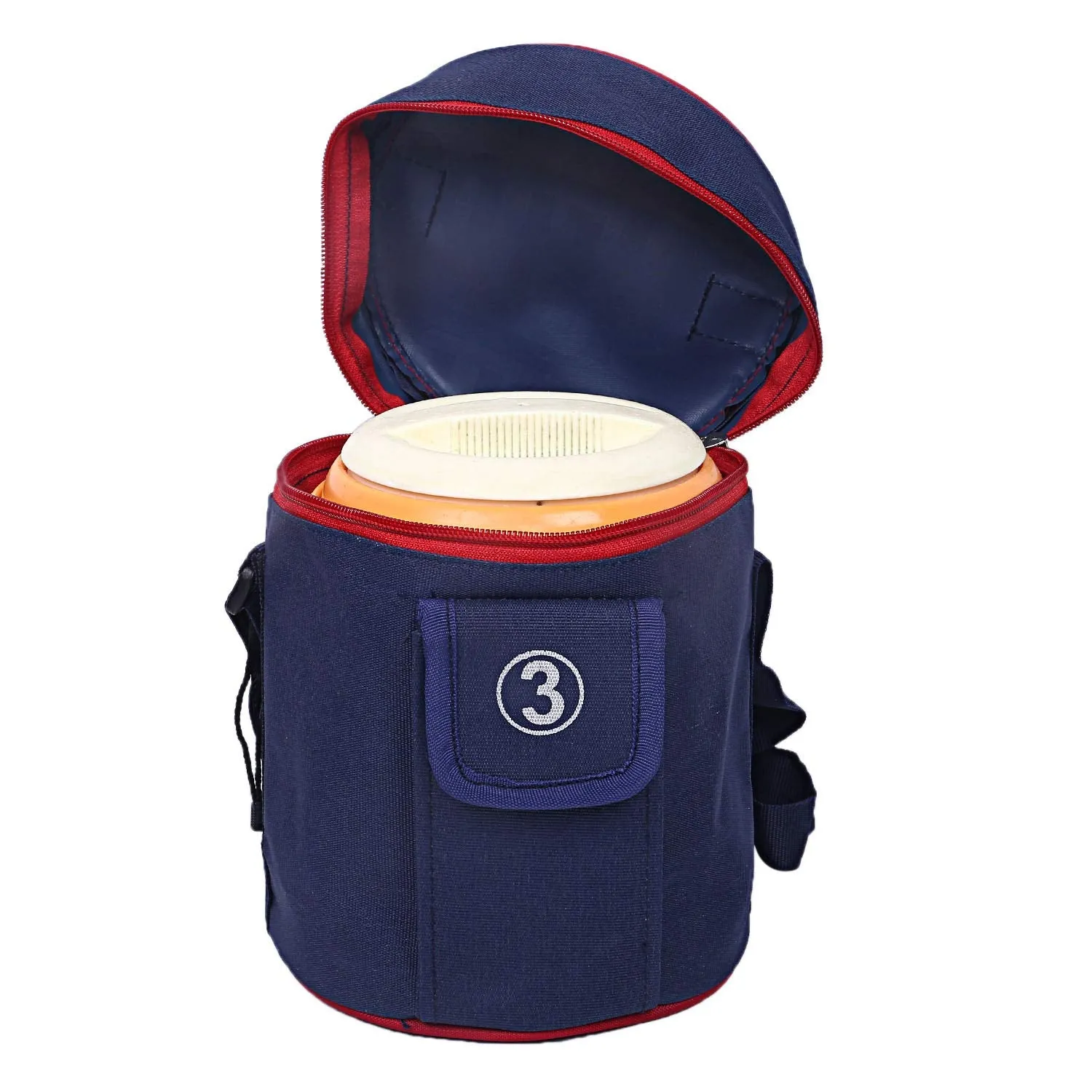 Kuber Industries 2 Piece Canvas Lunch Bag, Blue (Suitable for 3 Compartment)-CTKTC25998