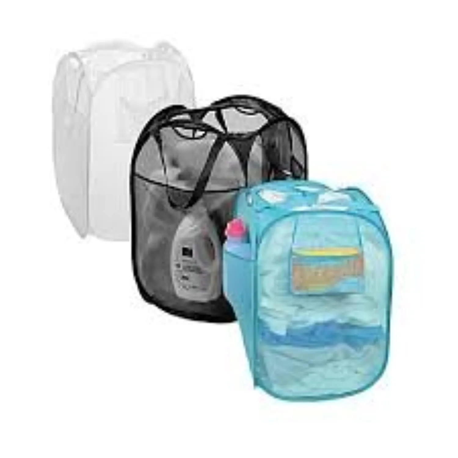 Kuber Industries 3 Piece Mesh Laundry Organiser (LBAS11), Multicolour, Standard