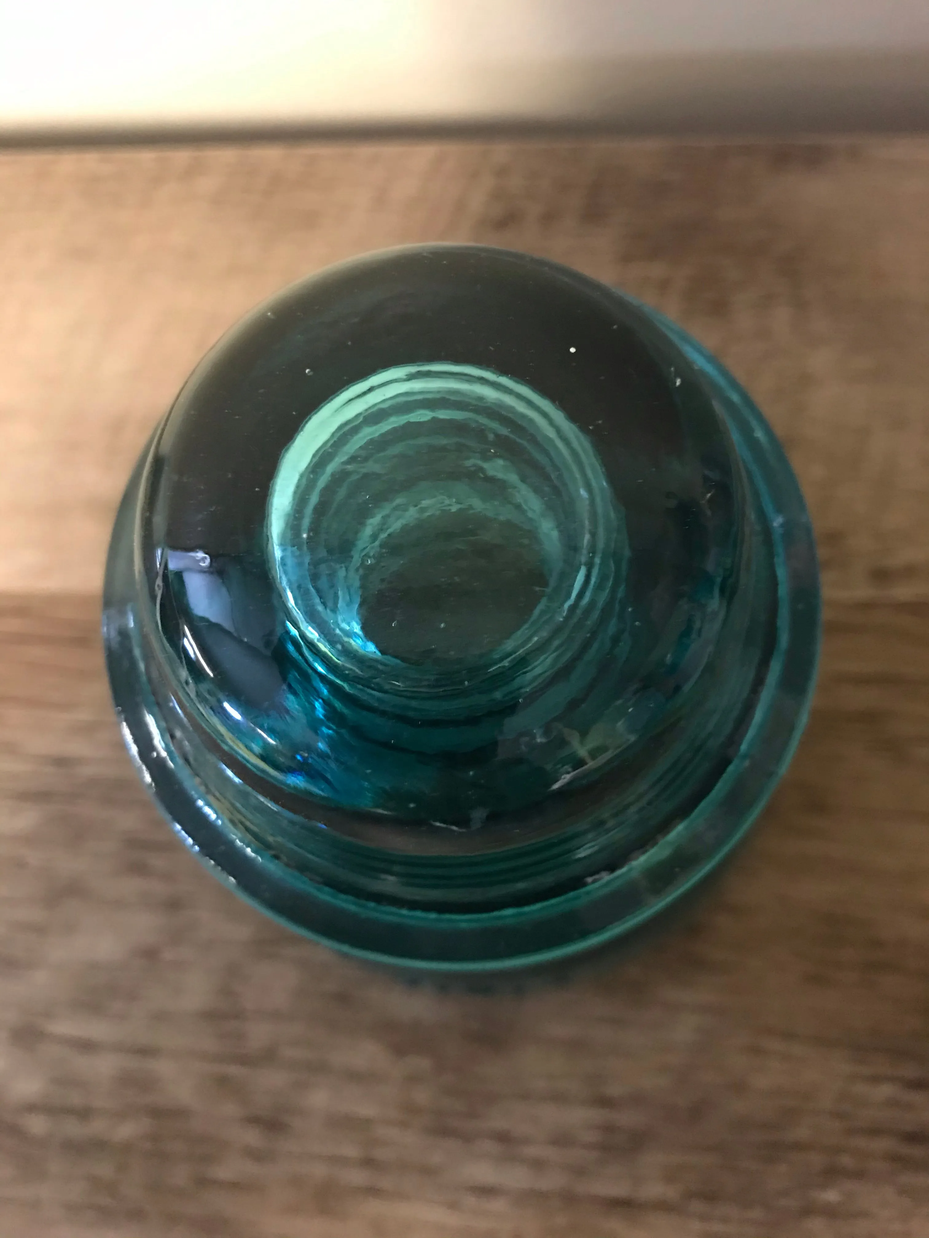 [L] <€€ Vintage Pair Set/2 4” Green Aqua Glass Hemingray USA Railroad Telephone Pole Insulators #40 #42