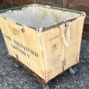 Large Vintage Canvas Laundry Cart