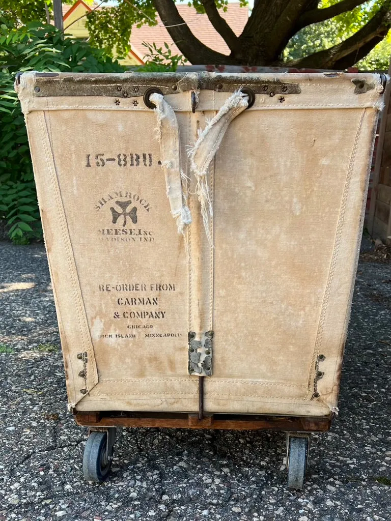 Large Vintage Canvas Laundry Cart