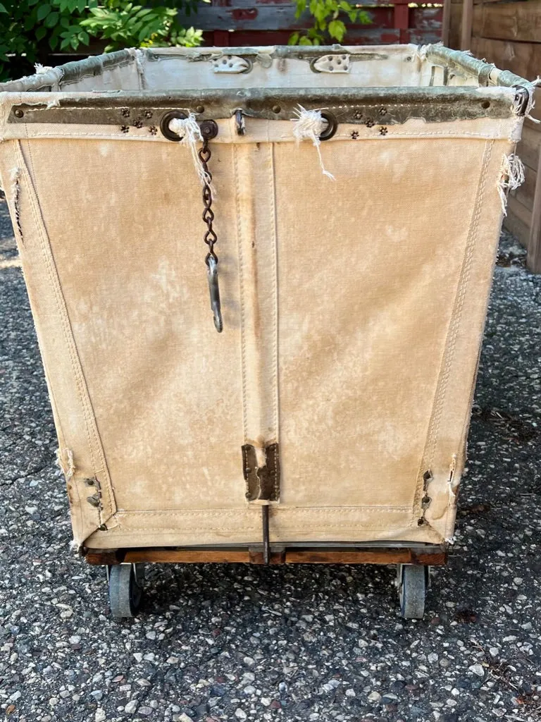 Large Vintage Canvas Laundry Cart