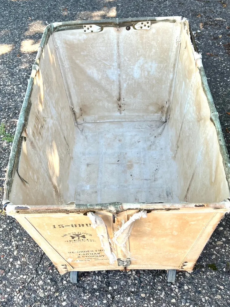 Large Vintage Canvas Laundry Cart