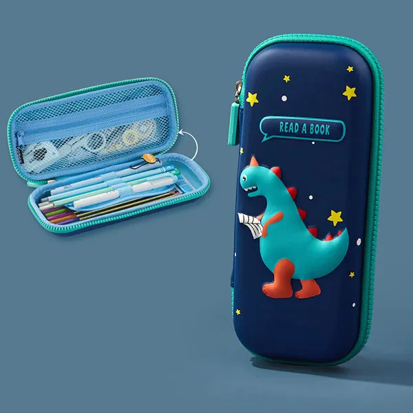 Large Zippered Unicorn Dinosaur Hardtop Organizer Pencil Case