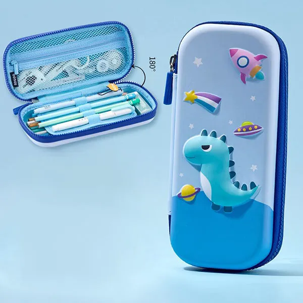 Large Zippered Unicorn Dinosaur Hardtop Organizer Pencil Case