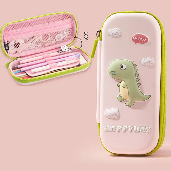 Large Zippered Unicorn Dinosaur Hardtop Organizer Pencil Case