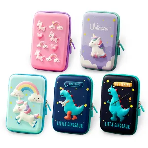 Large Zippered Unicorn Dinosaur Hardtop Organizer Pencil Case