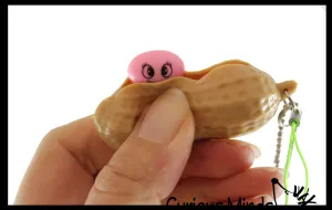 LAST CHANCE - LIMITED STOCK - Peanut Popper -  Fun Pop-Out Fidget Keychain Toy - Squeeze to Pop Peanuts out of Shell - Chain Clip OT