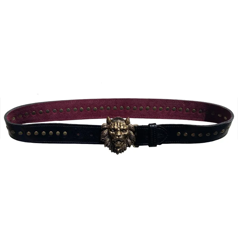 Lion Belt -  Black Studded
