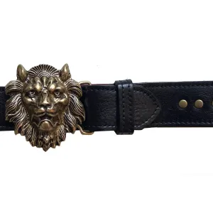 Lion Belt -  Black Studded