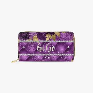 Long Type Zipper Purse - Purple Floral - GiGi