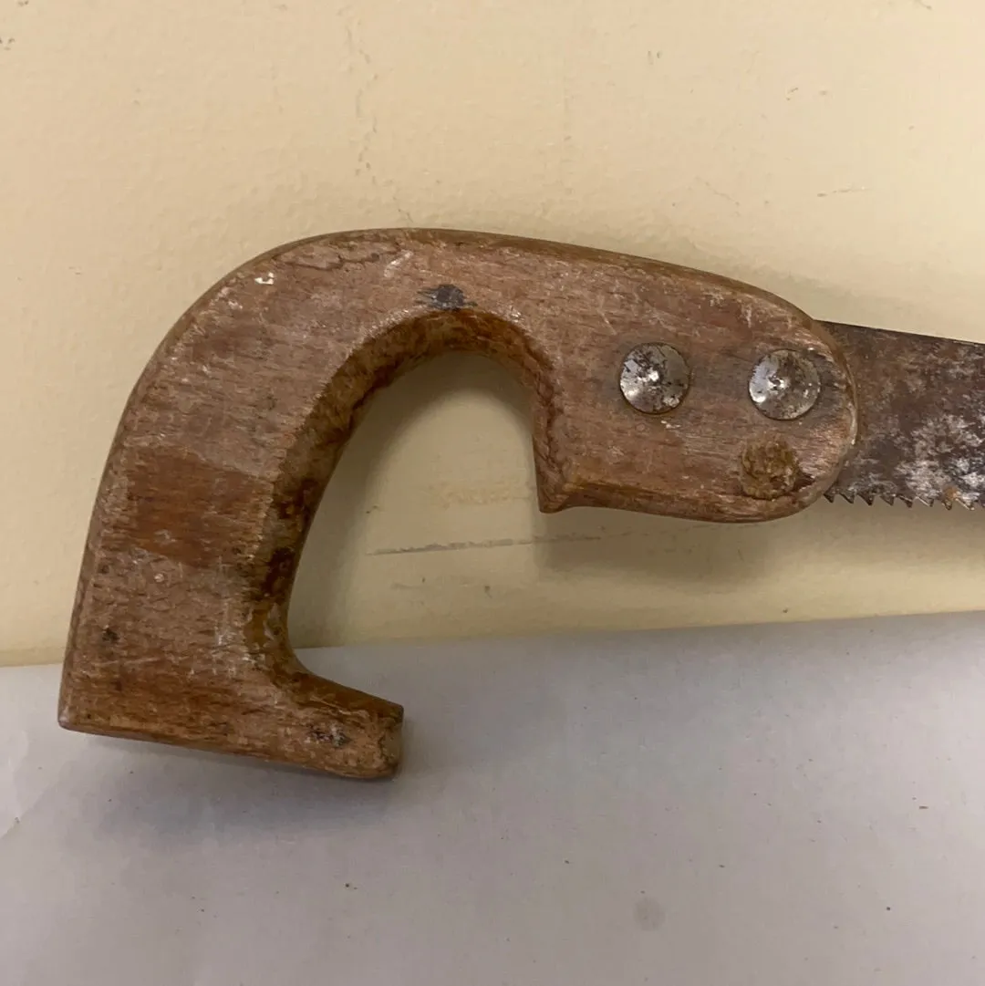 €<a* Vintage 17” Wooden Handle Hand Saw 12” Blade Unbranded