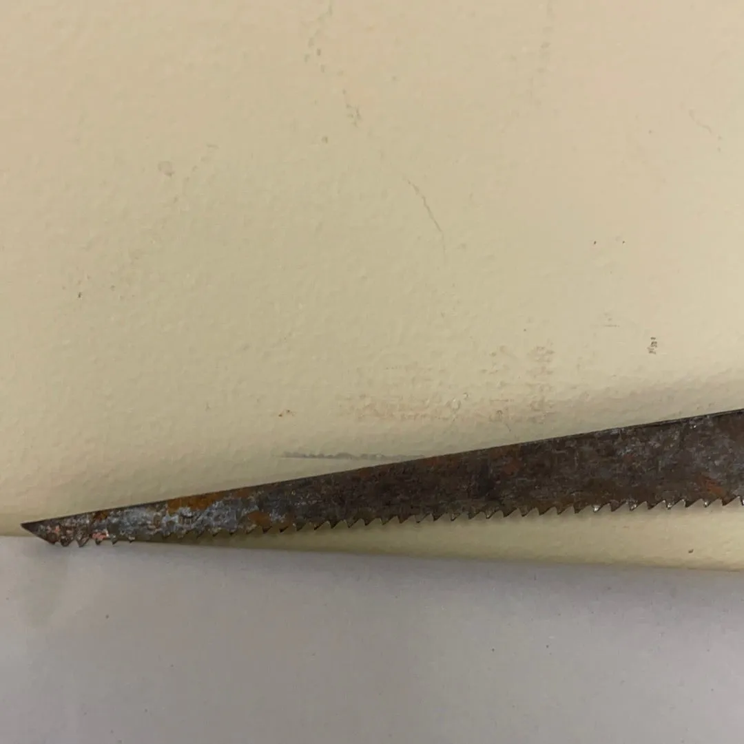 €<a* Vintage 17” Wooden Handle Hand Saw 12” Blade Unbranded
