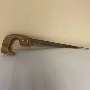 €<a* Vintage 17” Wooden Handle Hand Saw 12” Blade Unbranded