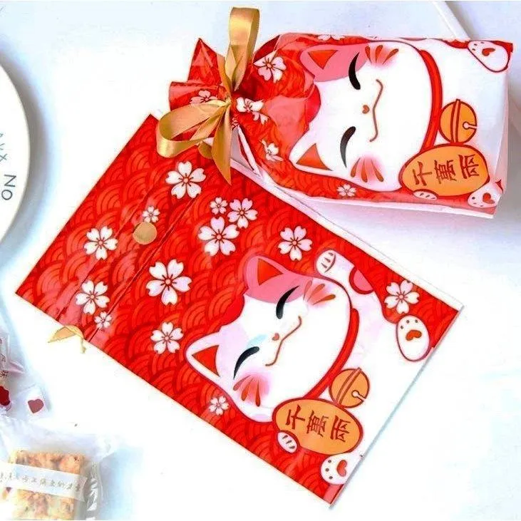 Lucky Cat Drawstring Bag Packing Drawstring Bag Drawstring Bag Baking Bag Biscuit Bag Candy Bag Gift Bag 50pcs NP-H3SAM-905