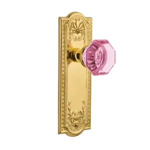 Meadows Long Plate with Pink Waldorf Knob in Polished Brass
