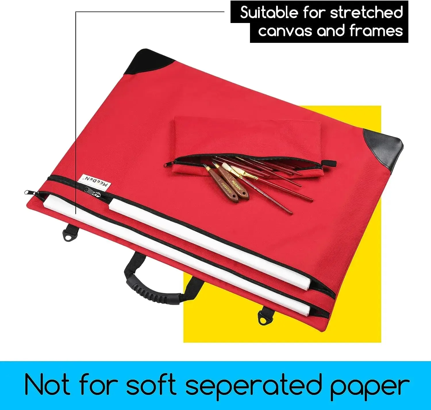 MEEDEN Studio Art Portfolio Case Water-proof with Double compartments 600D, Red, 20" X 26"